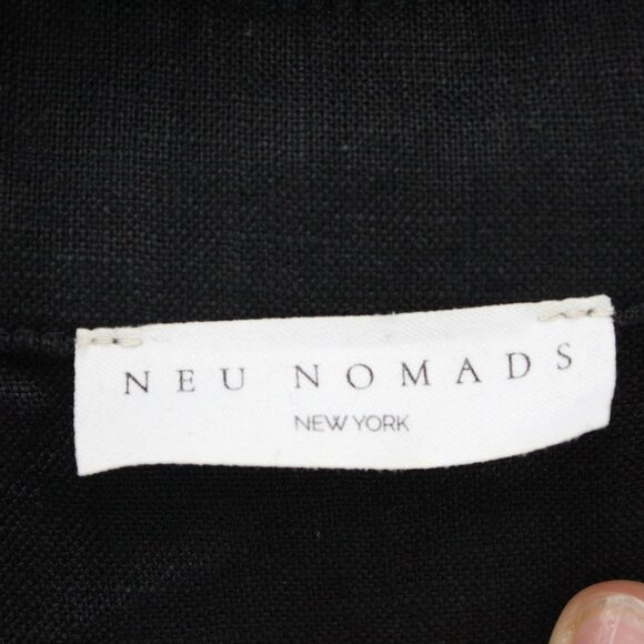 Neu Nomads Linen Shirt Womens XS Black Solid Button Down Oversized 3/4 Sleeve - Picture 6 of 10